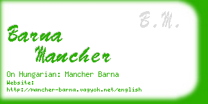 barna mancher business card